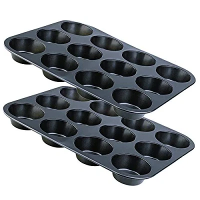 Imagen de Space Home 2x Molde de Horno para Magdalenas y Cupcakes Bandeja Muffins 12 Cavidades Acero al Carbono Set 2