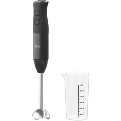 Imagen de AEG HB4 1 4GG Batidora de Mano, Potencia 600W, 2 Velocidades, Función Turbo, Incluye Vaso 0.6 L con medidor, apto Lavavajillas, Sin BPA, Negro