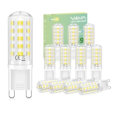 Imagen de Bombilla G9 LED de 5 W, 12 unidades, equivalente 50 halógeno, blanco frío, 6000 K, 500 lm, CRI, 80 CA, 220 240 V, no regulable sin parpadeo, estándar base cerámica, ahorro bombillas,