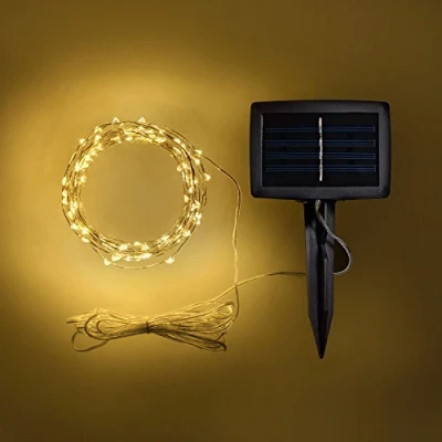 Imagen de Lights4fun Guirnalda Solar de Luces en Alambre con 100 Micro LED Blanco Cálido para Exteriores