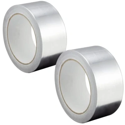 Imagen de GOCABLETIES Cinta adhesiva de aluminio 48 mm x 25 m Autoadhesiva y resistente al agua calor Ideal para sellar, reparar aislar 2 rollos
