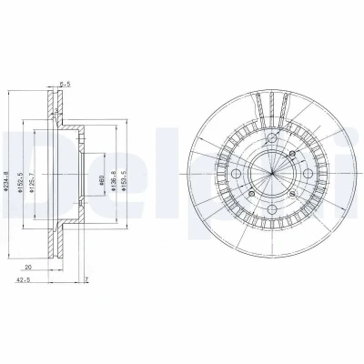 Imagen de DELPHI BG3160 Disco de freno 235 20 4 ventilado aceitado sin procesar cojinete rueda, anillo sensor ABS SUZUKI: SWIFT 2, Baleno I Hatchback