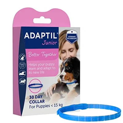 Imagen de ADAPTIL Collar Ajustable para Cachorros, Probado Ayudar a Reducir el llanto Nocturno, Comodidad Cuando se Deja Solo en casa, Entrenamiento y socilización, Cachorro