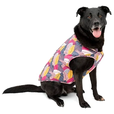 Imagen de Kurgo Loft Chaqueta de Invierno Reversible para Perros, Reflectante, Resistente al Agua, Mascotas pequeñas, Medianas y Grandes (Festival otoño, Talla XS)