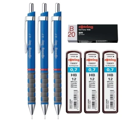 Imagen de rOtring Tikky Juego de portaminas HB 0,70 mm Barril azul Recambios y borrador