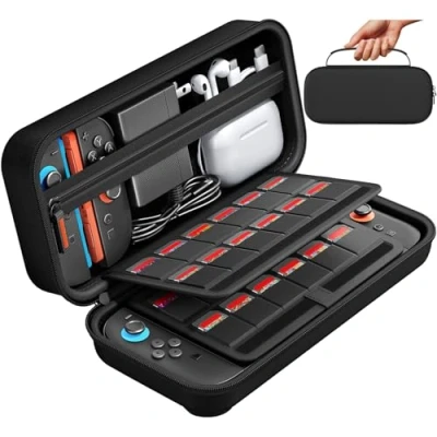Imagen de daydayup Funda Compatible con Nintendo Switch 2 Consola, de Transporte Dura para 2, Protectora Almacenamiento 20 Juegos, Consola y Accesorios, Color Negro
