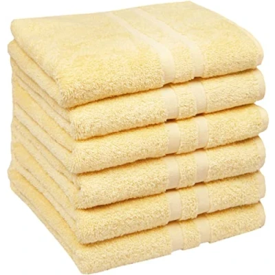 Imagen de ZOLLNER 6 Toallas de Mano para Lavabo, 50x100 cm, 450 g, algodón, Amarillas