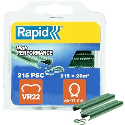 Imagen de Rapid VR22 Grapas Galvanizadas para Cercas y Vallas reforzadas con PET Verde, Aptas Vallados de 5 11mm, Ideal Jaulas Cercados, 215 Unidades, Blíster (40108802)