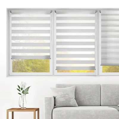 Imagen de Blindecor Indus Sin HERRAMIENTAS Estor Enrollable Taladrar de Doble Capa Color Gris plata 130 x 150 cm (ancho largo) Tamaño la Tela 127 145