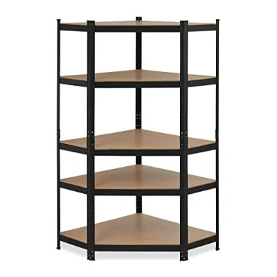 Imagen de Relaxdays 10034166 Estantería Metálica Esquinera, Galvanizada, máx. 875 kg, 181x128x92 cm, 5 Estantes, para Encajar, Acero, Negro, 181 x 128 92 cm