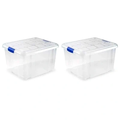 Imagen de AC Pack de 2 Cajas ordenación plástico Transparente N.º 2. Contenedor para almacenar Juguetes, Libros, Ropa, Mantas. Capacidad 25 litros. Dimensiones Aprox.: 42,2 x 35 25,6 cm