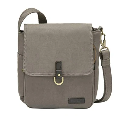 Imagen de Travelon Bolsa de viaje unisex antirrobo Courier Tour, Gris Piedra, 11.5 x 11 3,