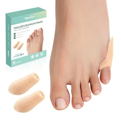 Imagen de Welnove Tailor&#039;s Bunion Corrector Pads 8 Pack Pinky Toe Protector, with Separator for Women Men, Gel Shield Foot Pain Relief, Beige(Regular Pads)