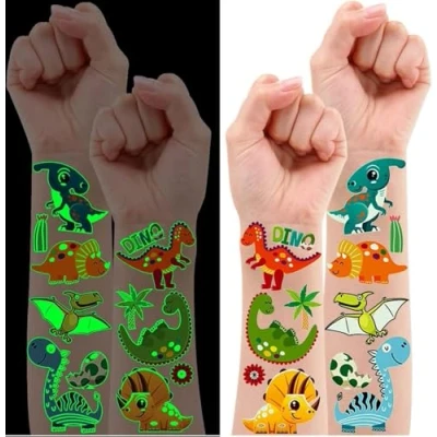 Imagen de Leesgel Dinosaurios Tatuajes Temporales Niños, 10 Hojas Luminosas Niños Pegatinas Dinosaurios, Fiesta Detalles Cumpleaños Regalos Juguetes Relleno Piñata