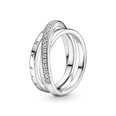 Imagen de PANDORA Anillo 199057C01 50 Cruzado triple banda