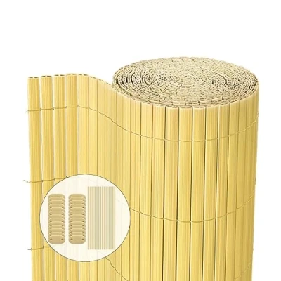 Imagen de VOUNOT Cañizo Ocultación PVC Doble Cara 80 x 500 cm con Puente Reforzado, Estera Valla Privacidad Pantalla Protección Visual para Jardín, Balcón, Terraza, Color Bambú