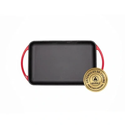 Imagen de Laguiole Plancha rectangular hierro fundido esmaltado rojo 33,2 x 21,7 3 cm