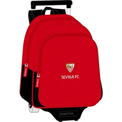 Imagen de Safta SEVILLA FC Mochila Infantil con Carro 705, Ideal para Niños de Diferentes Edades, Cómoda y Versátil, Calidad Resistencia, 28x10x34 cm, Color Rojo/negro