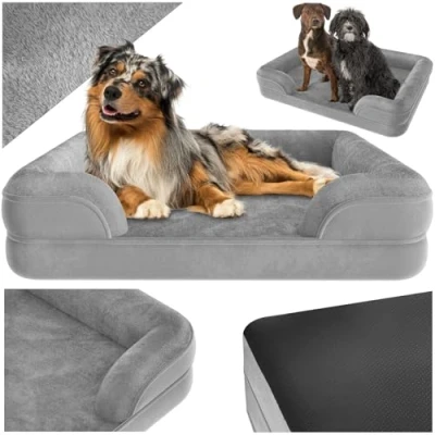 Imagen de TecTake® Cama Perro Ortopédica, Acolchado Espuma Viscoelástica, Funda Impermeable Lavable, Base Antideslizante, Perros Grandes y Medianos, Confort, Colchoneta Espuma, Mascotas, Sofa L