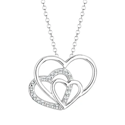 Imagen de Elli Collares Collar para Mujer con Colgante Forma de Corazón Triple Cristales, Plata Ley 925