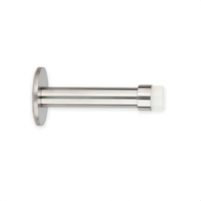 Imagen de EVI Herrajes Tope de Puerta para Colocación en Pared Longitud: 90 mm Acero Inoxidable Goma Blanca Amortiguador Anti Golpes I 128 B