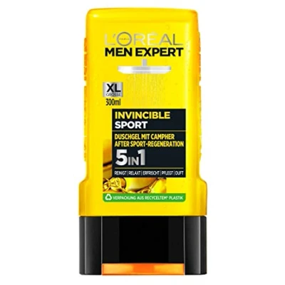 Imagen de L&#039;Oréal Paris Men Expert 5 en 1 Gel de ducha para hombres, limpieza corporal, cabello y cara, Invincible Sport Campher, x 300 ml