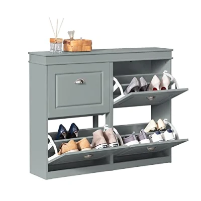 Imagen de SoBuy Zapatero con 4 Puertas Organizador para Zapatos Gris 105 x 24 83 cm FSR79 HG ES