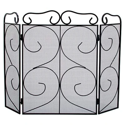 Imagen de Fire Vida Protector de chispas Tapton 3 Paneles, Metal, Negro, H 58 x W 81 D 23 cm Approx