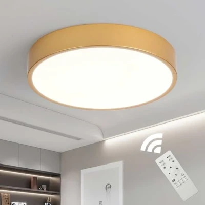 Imagen de Schindora Oro Plafon LED Techo,Ø40Cm Metal 30W Lampara Techo Control De Luz Ajustable Cocina Circular Lamparas Salon Para Habitacion Dormitorio Comedor