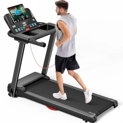 Imagen de UMAY Cinta de Correr Plegable 12 km/h, Alfombra eléctrica 2,5 HP/1800 W con Monitor frecuencia cardíaca, App y Altavoz Bluetooth, Enrollable programas Entrenamiento