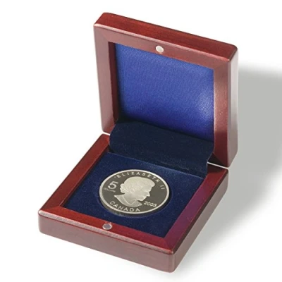 Imagen de Leuchtturm 337256 Estuche para Monedas VOLTERRA Compartimento Redondo 1 Moneda de hasta 60 mm Ø Color Caoba