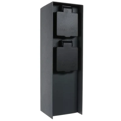 Imagen de BOLD Orio 19011 Toma de Corriente Exterior para jardín (Columna Corriente) con Clavija 2 Posiciones en Antracita energía IP44 hasta 3680 vatios Angular)