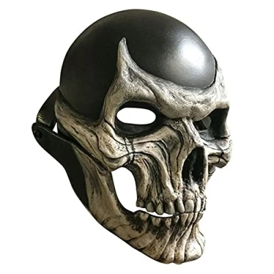 Imagen de la última Máscara Bioquímica de Esqueleto para 2021, Calavera Halloween， Sombrero latex Realista，Cabeza Completa Puede Cubrir Mandíbula Móvil (Skull Blackhead)