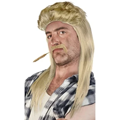 Imagen de SET con Peluca Mullet + Barba Proll Rubio Morena Gris Negro (Rubio Claro Barba)
