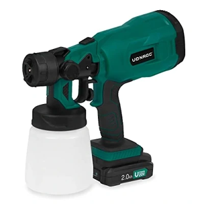 Imagen de VONROC Pistola de Pintura inalámbrica 20V, Capacidad 800ml, Incl. 1 batería 2,0 Ah, Cargador rápido y Accesorios