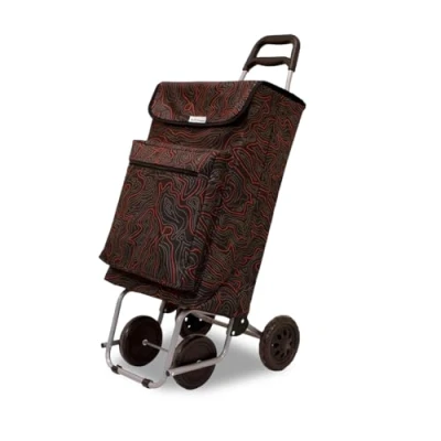 Imagen de Amig Carro de la Compra 4 Ruedas Bolsillo Exterior para Congelados Carga Máxima 15kg Capacidad 48 litros 22x40x106 cm Negro