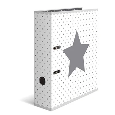 Imagen de HERMA Archivador de anillas con palanca Estrellas motivo Puntos blancos, A4, 70 mm, estampado interior, 1 carpeta motivos