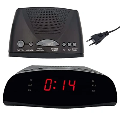Imagen de Discoram® radio despertador digital con doble alarma pantalla LED, FM función de sueño, noche