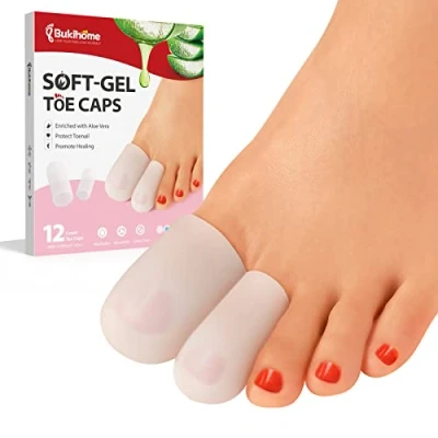 Imagen de Bukihome Paquete de 12 protectores gel con infusión extracto aloe vera, dedos grandes para callos, ampollas, uñas encarnadas, cojines aliviar el dolor…