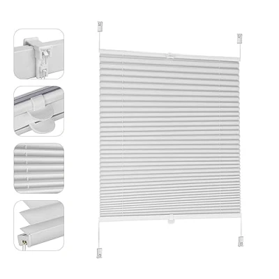 Imagen de Sekey Estor Plisado sin Agujeros, para Ventana, 55 cm de Ancho, Opaco, protección Solar, x 100 cm, Color Blanco