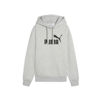 Imagen de PUMA Sudadera con capucha Essentials Comfort logo n.º 1 para mujer, Ropa, Light Gris Heather, XS