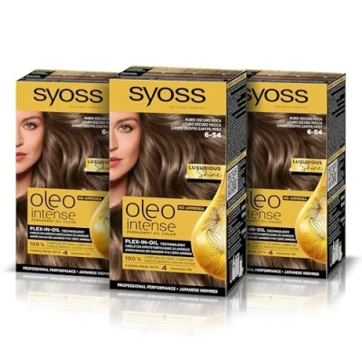 Imagen de Syoss Oleo Intense Tinte 6 54 Rubio Oscuro Moca Coloración permanente Sin Amoníaco Cobertura profesional de canas Resultados peluquería
