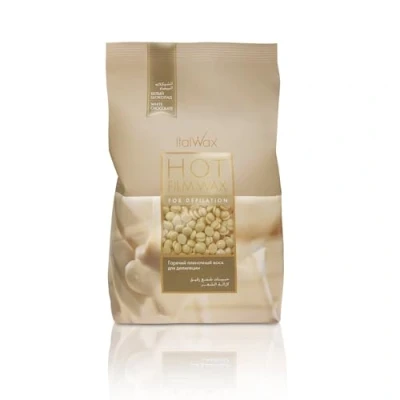 Imagen de Italwax White Chocolate 1kg Cera elástica en perlas para depilaciòn sin bandas Fórmula natural todo tipo de pieles Recomendado la zona bikini y las axilas Fragancia a vainilla