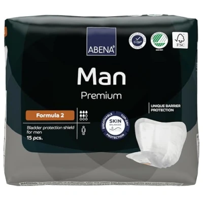 Imagen de absorbentes anatómicos para Hombres Abena Man Premium Formula 2 Caja 12 paquetes 180