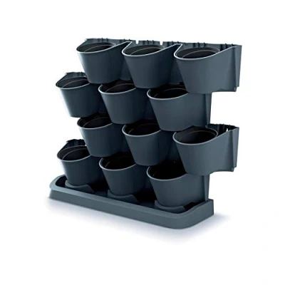 Imagen de Macetero vertical Prosperplast Cascade Garden de plastico en color antracita 68,5 (largo) x 19 (ancho) 54,6 (alto) cm