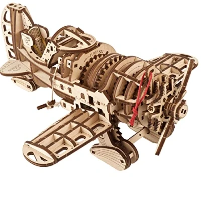 Imagen de UGEARS Mecánico Avión Puzzle 3D Avispón Loco de años 1930 Avion Madera Maquetas para Montar con Motor Resorte Helicoidal Cuerda y Hélice Giratoria Construir Adultos
