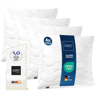 Imagen de LILENO HOME Juego de 4 rellenos cojines 80 x cm, cojín interior acolchado para alérgicos, microfibra como sofá, decoración y sillón, lavable a 40 C