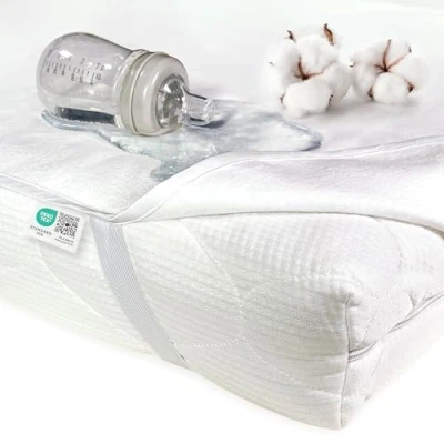 Imagen de MAKIAN Protector Colchon Cuna 120x60 Impermeable, Funda Protectora Colchón Bebe de Algodón Homologado por Oeko Tex®, Higiénico Blanco