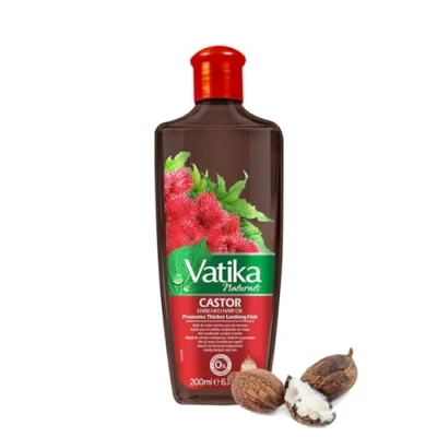 Imagen de Vatika Naturals aceite de ricino para el cabello, 200 ml, impregnado con ricino, romero y extractos limón cítricos, promueve un cabello aspecto más grueso