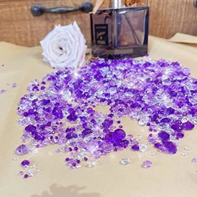 Imagen de KEUGT 4200 Piezas de Confeti Boda, Diamantes imitación Colores, acrílicos, Piedras Preciosas Transparentes, para Decorar Fiestas Mesa, Relleno jarrón (Mezcla púrpura)